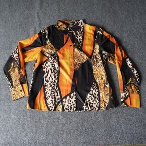ChicMe Women's Large Button Down Long‎ Sleeve Animal Print Party Blouse Top